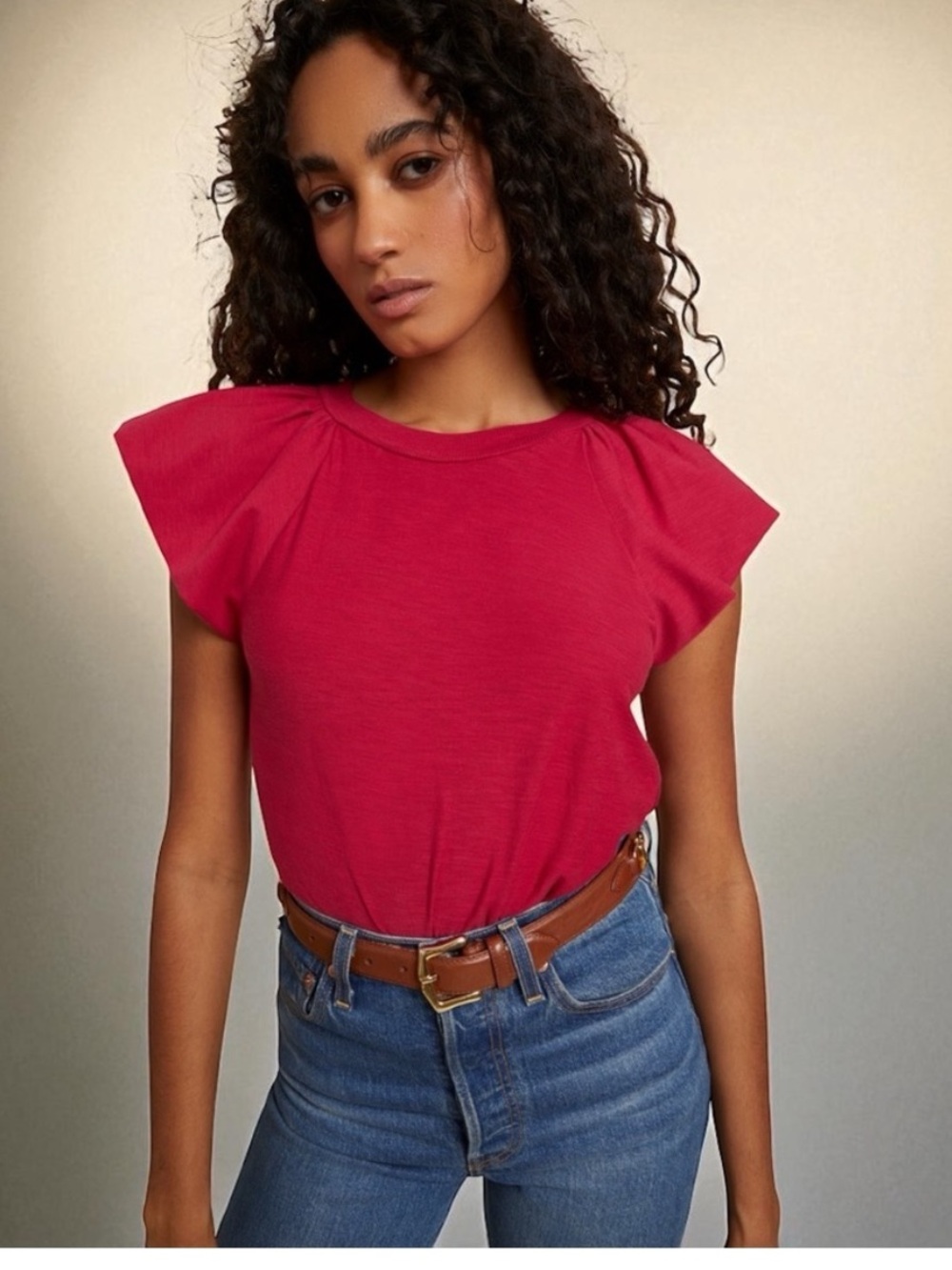 Like new Nation LTD Camille Ruffle Tee raspberry pink XS